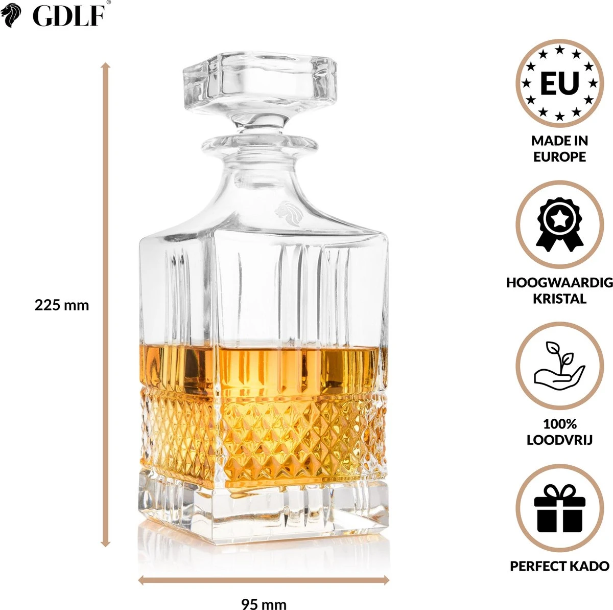 GDLF® Kristal Whiskey Karaf Superior - Whiskey Set - Decanteer Karaf - Made In Europa - Peaky Blinders - Kristallen Karaf Voor Whiskey, Gin, Wodka, Likeur, Wijn & Rum - 800 ML - Kado Man - Cadeau Voor Man & Vrouw 2 GDLF® Kristal Whiskey Karaf Superior - Whiskey Set - Decanteer Karaf - Made In Europa - Peaky Blinders - Kristallen Karaf Voor Whiskey, Gin, Wodka, Likeur, Wijn & Rum - 800 ML - Kado Man - Cadeau Voor Man & Vrouw - Afbeelding 2