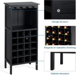 LUXGOODS Wijnkast Voor 20 Flessen, Wijnrek, Wijn Fles Organisator Opslag Plank Weergeven Houten Wijnrek Met Glas Hanger En Fles Houder (Zwart) 11 LUXGOODS Wijnkast Voor 20 Flessen, Wijnrek, Wijn Fles Organisator Opslag Plank Weergeven Houten Wijnrek Met Glas Hanger En Fles Houder (Zwart) -Kookgerei Koning Verkoop 1200x1193 33