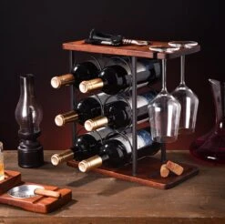 Nezr® Wijnrek - Luxe Design - Wijnrek Hout - Wijnrek Metaal - Wijnglashouder - Wijnfleshouder - Bruin 18 Nezr® Wijnrek - Luxe Design - Wijnrek Hout - Wijnrek Metaal - Wijnglashouder - Wijnfleshouder - Bruin -Kookgerei Koning Verkoop 1200x1193 34