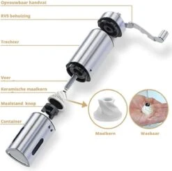 Comes In Handy - Koffiemolen Handmatig - Keramische Kern - Roestvrijstaal - Instelbare Maalgraad -Kookgerei Koning Verkoop 1200x1193 37