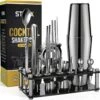 Strex Cocktail Set Zilver RVS 21 Delig (750ml) - Incl. NL Receptenboek - Cocktail Shaker - Cadeauverpakking