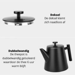 Castagnola Theepot Met Filter – Theekan – Theepot Dubbelwandig – Theepot Roestvrijstaal – Hoogwaardig RVS – 1 Liter – 5 Kopjes Thee – Zwart 15 Castagnola Theepot Met Filter – Theekan – Theepot Dubbelwandig – Theepot Roestvrijstaal – Hoogwaardig RVS – 1 Liter – 5 Kopjes Thee – Zwart -Kookgerei Koning Verkoop 1200x1195 23