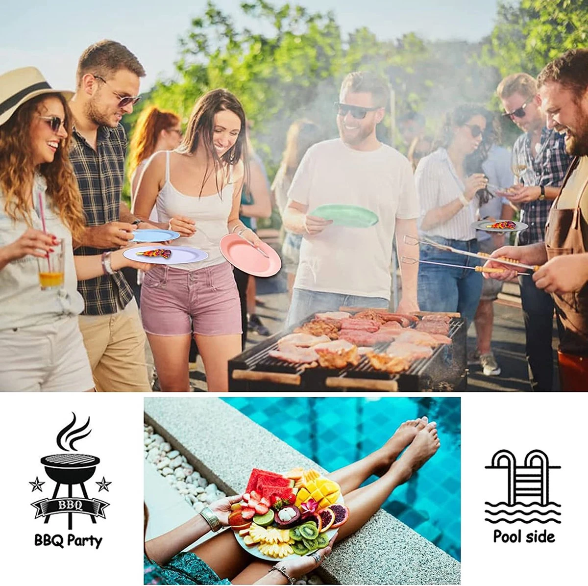 Onbreekbare Borden Van 25 Cm, 6-delige Set, Herbruikbare Platte Borden Met Luffas-afwasborstels, Eetborden, Kunststof, Licht Voor Feestjes, Kamperen, BBQ/pizza, Magnetronbestendig, Vaatwasmachinebestendig, BPA-vrij (veelkleurig) 6 Onbreekbare Borden Van 25 Cm, 6-delige Set, Herbruikbare Platte Borden Met Luffas-afwasborstels, Eetborden, Kunststof, Licht Voor Feestjes, Kamperen, BBQ/pizza, Magnetronbestendig, Vaatwasmachinebestendig, BPA-vrij (veelkleurig) - Afbeelding 6