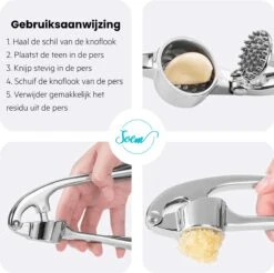 SOEM© Knoflookpers Met Ergonomische Handgreep Ook Geschikt Voor Gember - RVS - Groot Reservoir - Vierkant -Kookgerei Koning Verkoop 1200x1195 31