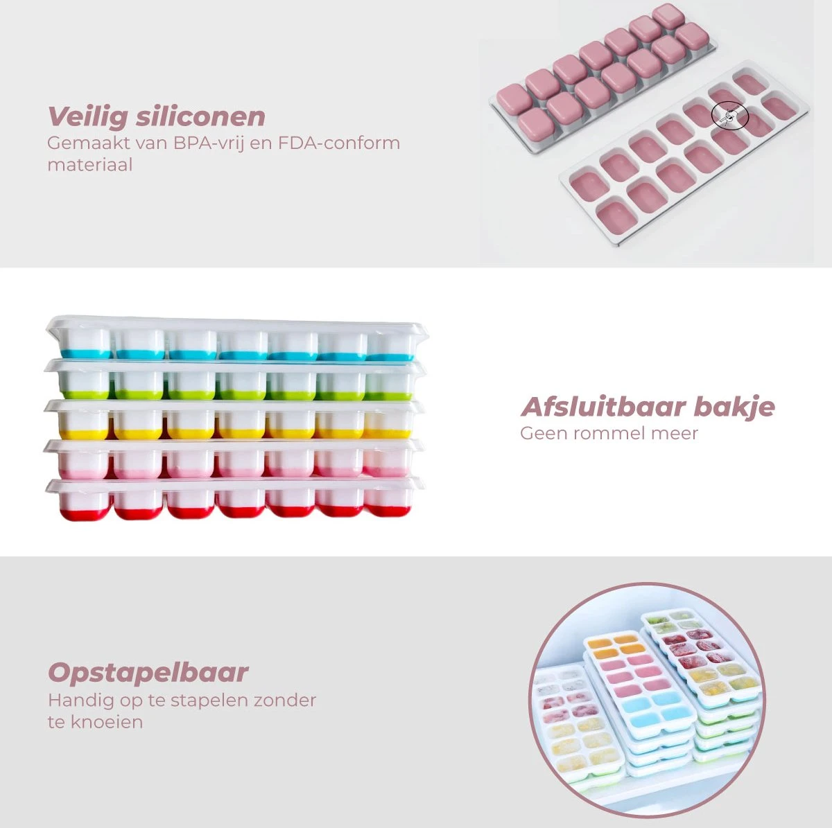 Roze - IJsblokjesvorm Siliconen Met Deksel - IJsvormpjes, Herbruikbaar - IJsblokjesmaker Zonder Morsen, BPA Vrij 8 Roze - IJsblokjesvorm Siliconen Met Deksel - IJsvormpjes, Herbruikbaar - IJsblokjesmaker Zonder Morsen, BPA Vrij - Afbeelding 8