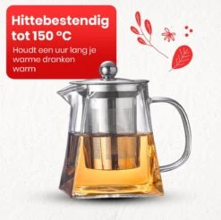 Procidi® Glazen Theepot Met Filter - Theekan Met Infuser - Dubbelwandig Borosilicaat Glas - Thee Thermoskan - Koffiekan 950 ML - Teapot -Kookgerei Koning Verkoop 1200x1197 16