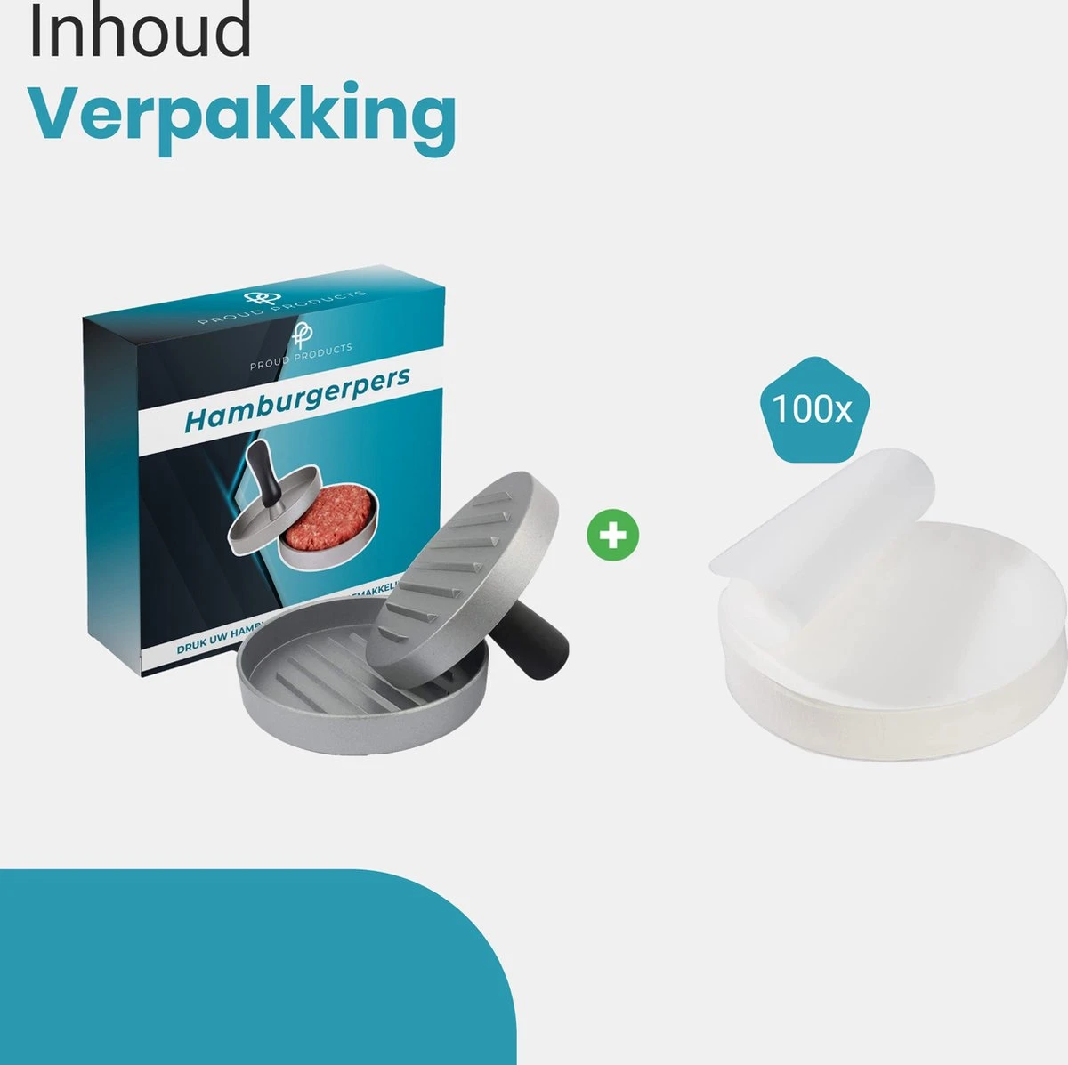 ProudProducts Hamburgerpers Met 100 Wax Papiertjes – Hamburgermaker – Hamburger Pers - BBQ Accesoires - RVS 7 ProudProducts Hamburgerpers Met 100 Wax Papiertjes – Hamburgermaker – Hamburger Pers - BBQ Accesoires - RVS - Afbeelding 7