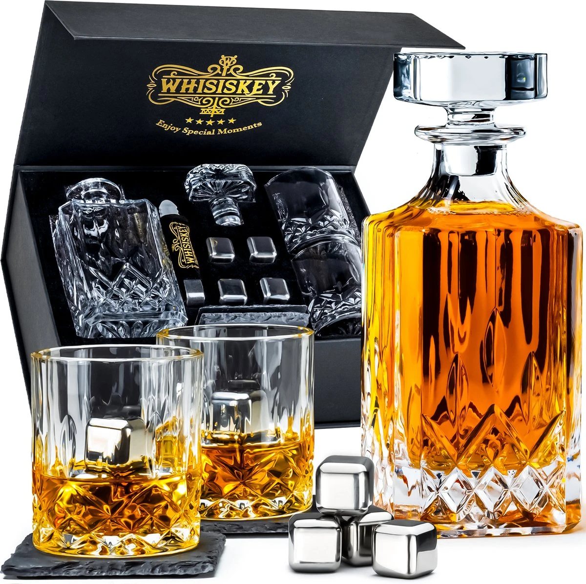 Whisiskey Whiskey Karaf - Klassiek - Whiskey Glazen - Luxe Whiskey Karaf Set - 0,9 L – Decanteer Set - Whisky Set - Incl. 2 Tumbler Glazen - Peaky Blinders - Cadeau Voor Man & Vrouw 1 Whisiskey Whiskey Karaf - Klassiek - Whiskey Glazen - Luxe Whiskey Karaf Set - 0,9 L – Decanteer Set - Whisky Set - Incl. 2 Tumbler Glazen - Peaky Blinders - Cadeau Voor Man & Vrouw