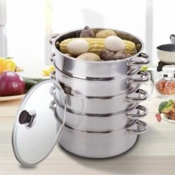 Service96 - Stoompan - 5 Lagen - Roestvrij Staal - Dikke Stoompan - Soeppan - Universele Kookpotten - Voor Inductiekookplaat, Gasfornuis - Kookgerei -Kookgerei Koning Verkoop 1200x1198 104