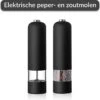 PROKING Elektrische Pepermolen En Zoutmolen – Pepermolen – Zoutmolen – Verstelbaar – Zwart – Elektrisch – Set Van 2