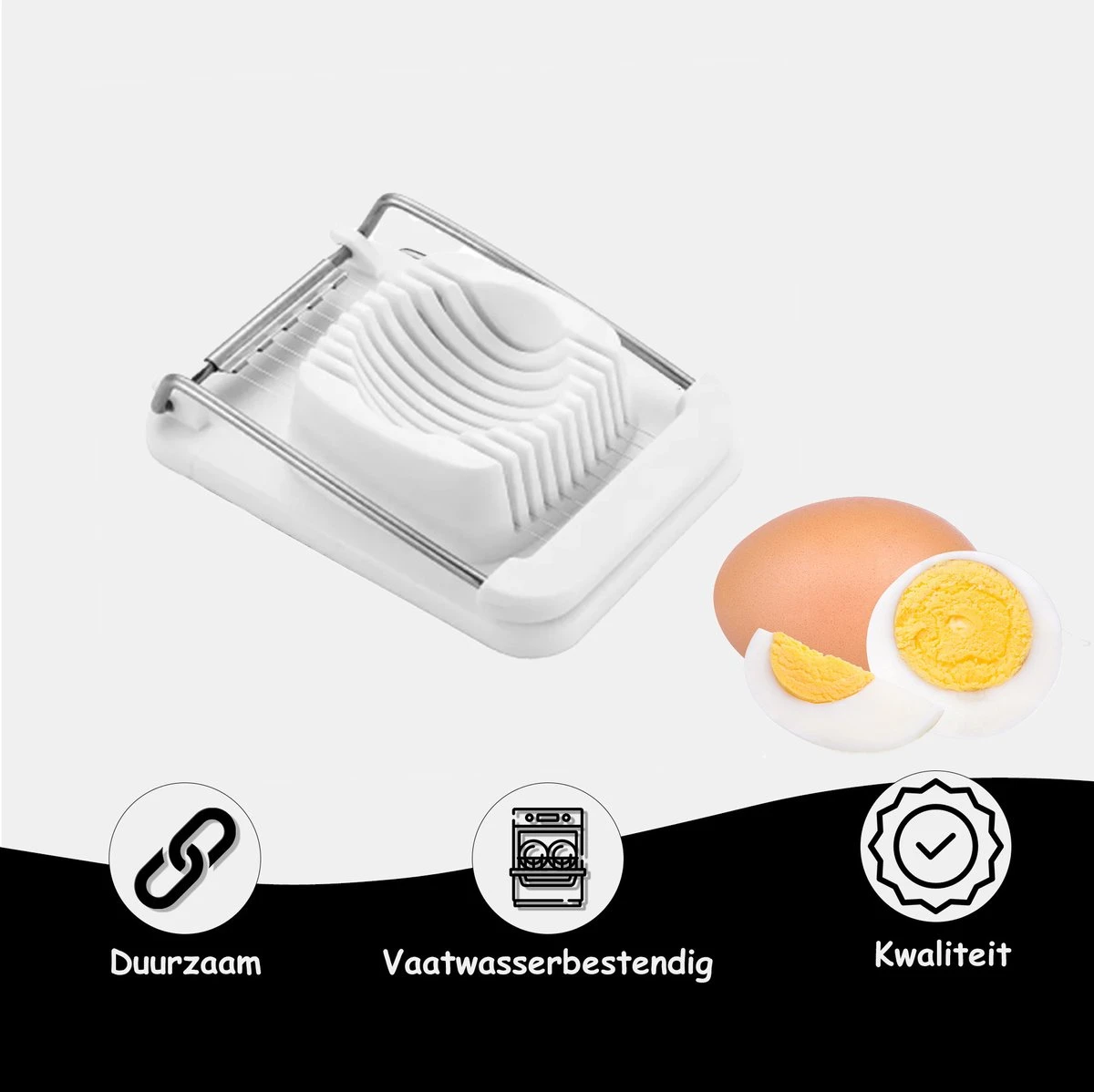 ProudProducts Eiersnijder – Eisnijder - Keukengerei – Vaatwasserbestendig – Kunststof - Wit 3 ProudProducts Eiersnijder – Eisnijder - Keukengerei – Vaatwasserbestendig – Kunststof - Wit - Afbeelding 3