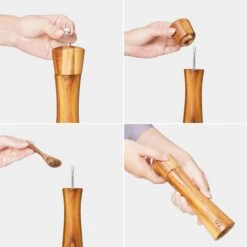 Sybra - Peper En Zoutmolen Set - Inclusief Serveerbakje - Pepermolen - Zoutmolen - Acacia Hout - Instelbare Maalgraad - Duurzaam -Kookgerei Koning Verkoop 1200x1198 58