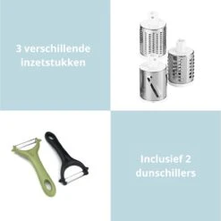 TidyHome Spiraalsnijder - Rasp - Kaasrasp - Groentesnijder - 2 Dunschillers - Kaasmolen - Courgettesnijder Voor Slierten - Mandoline - Keukensnijder - 3-in-1 Roterende Groentesnijder - Trommelrasp -Kookgerei Koning Verkoop 1200x1198 60