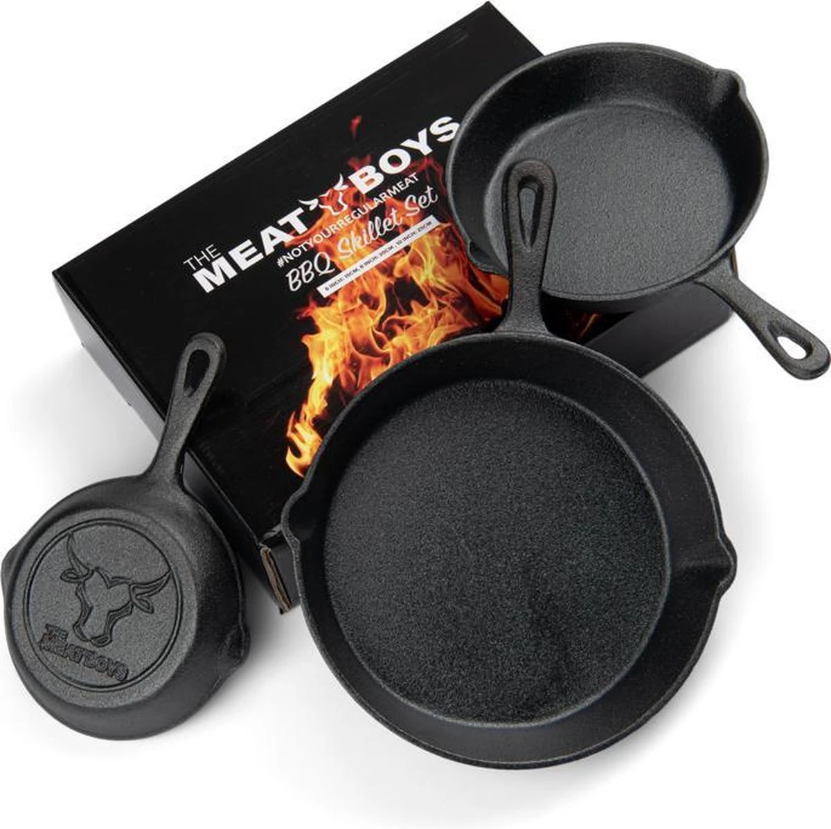 Gietijzeren Pannenset - Cast Iron Skillets - BBQ Skilletset 4 Gietijzeren Pannenset - Cast Iron Skillets - BBQ Skilletset - Afbeelding 4