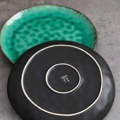 Merkloos Combiservies, 24-delig Coco Tafelservies Van Aardewerk, Raku Glazuur Effect Serviesset, Bevat Mueslikommen, Dessertborden En Dinerborden Voor 8 Personen In Vintage Look, Groen -Kookgerei Koning Verkoop 1200x1200 100