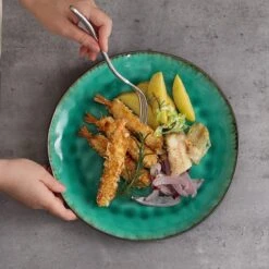 Merkloos Combiservies, 24-delig Coco Tafelservies Van Aardewerk, Raku Glazuur Effect Serviesset, Bevat Mueslikommen, Dessertborden En Dinerborden Voor 8 Personen In Vintage Look, Groen -Kookgerei Koning Verkoop 1200x1200 101