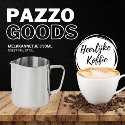Merkloos Pazzo Goods - Melkkan - Melkkannetje Opschuim - Zilver - 350 Ml - Premium Kwaliteit - RVS - -Kookgerei Koning Verkoop 1200x1200 1028