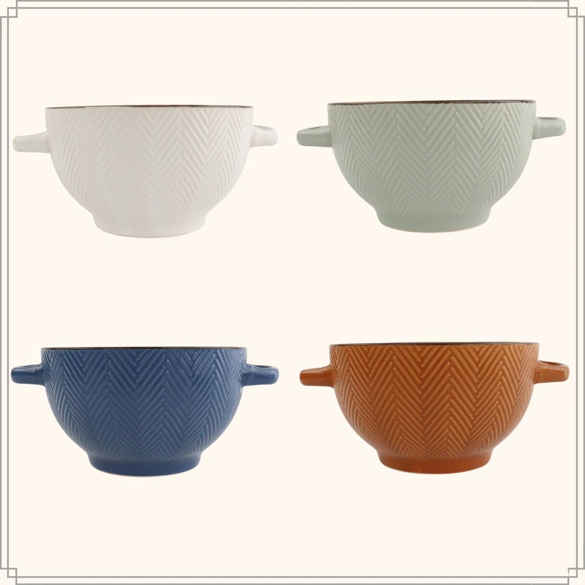 OTIX Soepkommen - Met Oor - Set Van 4 - Verschillende Kleuren - Aardewerk - 680 Ml 1 OTIX Soepkommen - Met Oor - Set Van 4 - Verschillende Kleuren - Aardewerk - 680 Ml