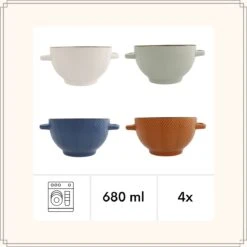 OTIX Soepkommen - Met Oor - Set Van 4 - Verschillende Kleuren - Aardewerk - 680 Ml 10 OTIX Soepkommen - Met Oor - Set Van 4 - Verschillende Kleuren - Aardewerk - 680 Ml -Kookgerei Koning Verkoop 1200x1200 1057