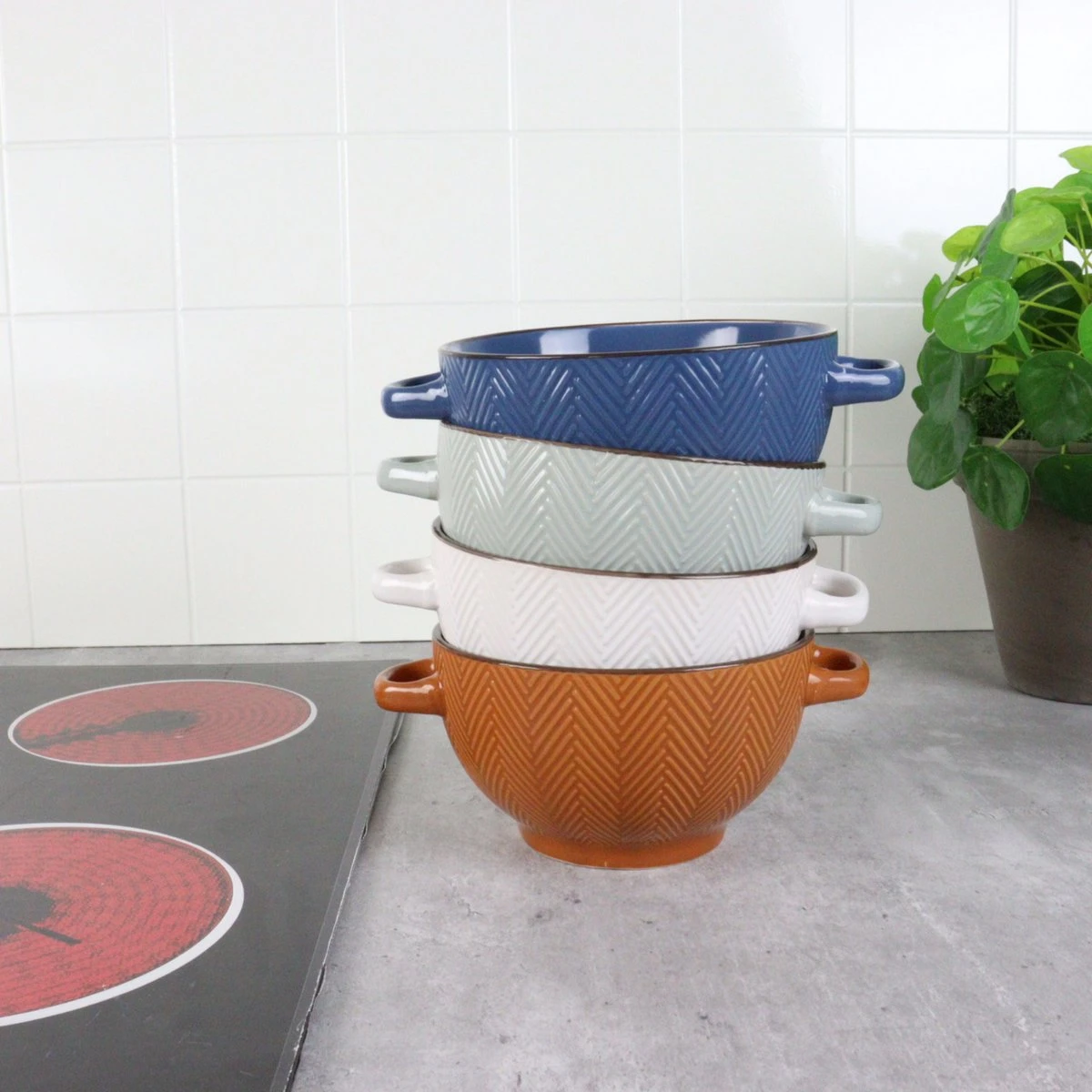 OTIX Soepkommen - Met Oor - Set Van 4 - Verschillende Kleuren - Aardewerk - 680 Ml 5 OTIX Soepkommen - Met Oor - Set Van 4 - Verschillende Kleuren - Aardewerk - 680 Ml - Afbeelding 5