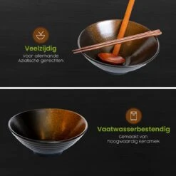 Greenwill Noodle Kom Set – Luxe Japans Servies Voor 2 Personen – Duurzame Keramieke Soepkommen – Inclusief Chopsticks Eetlepels En Houders -Kookgerei Koning Verkoop 1200x1200 1081
