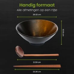 Greenwill Noodle Kom Set – Luxe Japans Servies Voor 2 Personen – Duurzame Keramieke Soepkommen – Inclusief Chopsticks Eetlepels En Houders -Kookgerei Koning Verkoop 1200x1200 1086