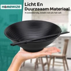 Homewize Ramen Bowl 3x - Set 14-delig - Noodle Kom Set Met Soeplepels & Eetstokjes - Sterk & Vaatwasserbestendig Japans Melamine Servies - Stijlvolle Noodle Bowl Set Voor 3 Personen - Duurzaam Cadeau -Kookgerei Koning Verkoop 1200x1200 1122