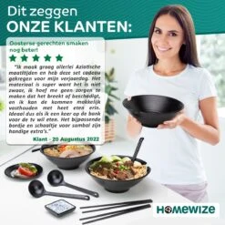 Homewize Ramen Bowl 3x - Set 14-delig - Noodle Kom Set Met Soeplepels & Eetstokjes - Sterk & Vaatwasserbestendig Japans Melamine Servies - Stijlvolle Noodle Bowl Set Voor 3 Personen - Duurzaam Cadeau -Kookgerei Koning Verkoop 1200x1200 1123