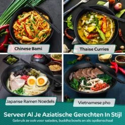 Homewize Ramen Bowl 3x - Set 14-delig - Noodle Kom Set Met Soeplepels & Eetstokjes - Sterk & Vaatwasserbestendig Japans Melamine Servies - Stijlvolle Noodle Bowl Set Voor 3 Personen - Duurzaam Cadeau -Kookgerei Koning Verkoop 1200x1200 1125