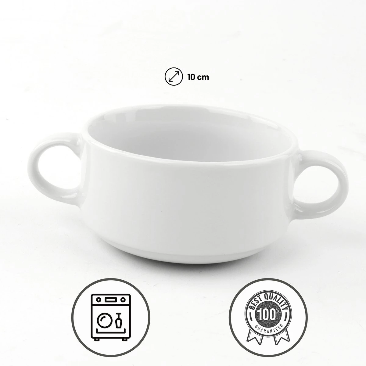 Orange85 Soepkommen - Met Oor - Set Van 6 - Wit - Rond - Met Houder 2 Orange85 Soepkommen - Met Oor - Set Van 6 - Wit - Rond - Met Houder - Afbeelding 2