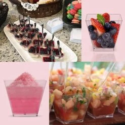 Merkloos Kleine Amuse Bakjes Voor Dessert/IJs/Fruit/Hapjes/Tapas/Toetje/Gebakje/Taartje - Herbruikbare Amusebakjes Van Kunststof - Afwasmachinebestendig - 70ML - Vierkant - 25 Stuks - Transparant -Kookgerei Koning Verkoop 1200x1200 1213