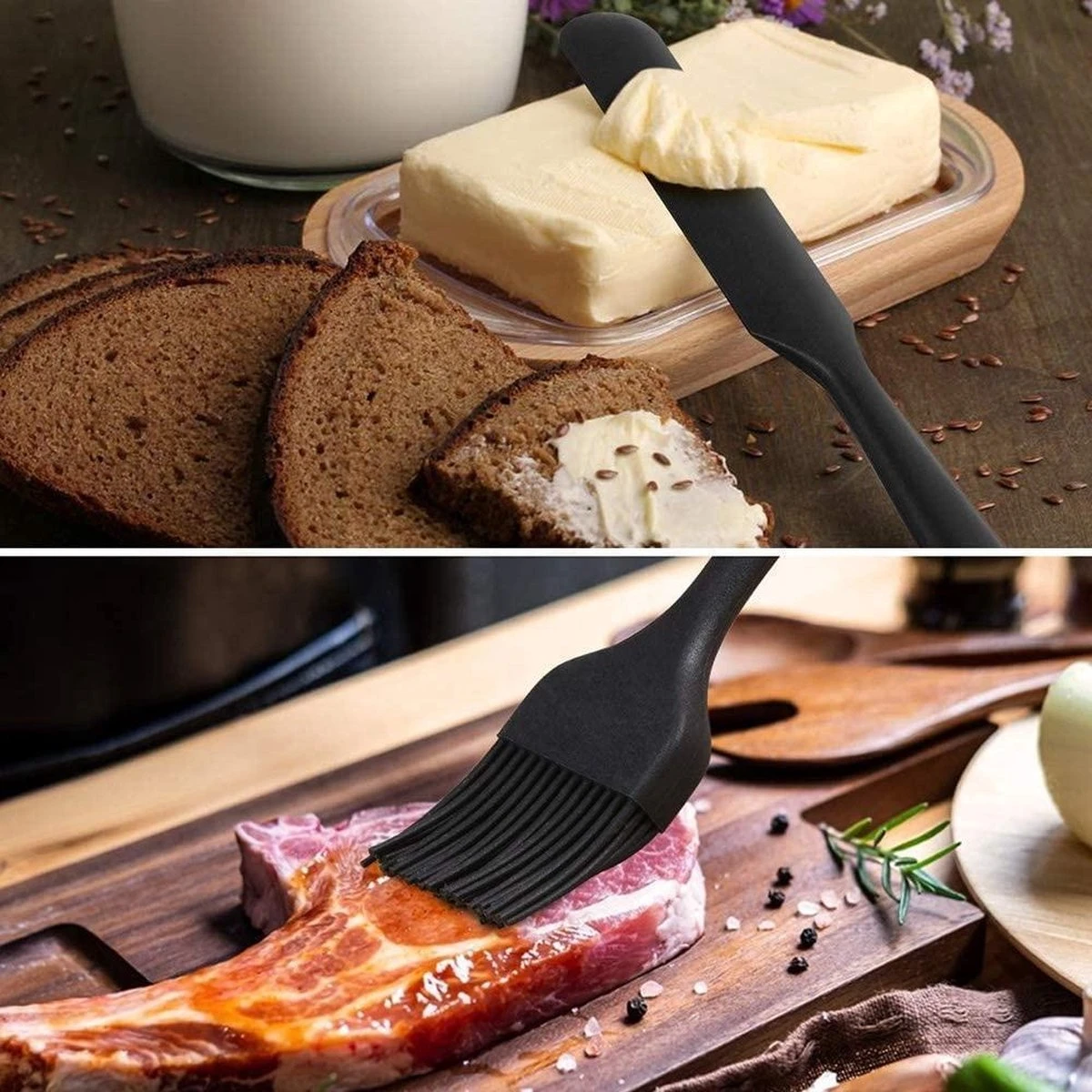 VITAMO Siliconen Spatels - Lepels - Kwast - Pannenlikker - BBQ - Hittebestendig - Vaatwasserbestendig - BPA Vrij - Keukengerei - Zwart - 6 Stuks Voordeelset 4 VITAMO Siliconen Spatels - Lepels - Kwast - Pannenlikker - BBQ - Hittebestendig - Vaatwasserbestendig - BPA Vrij - Keukengerei - Zwart - 6 Stuks Voordeelset - Afbeelding 4