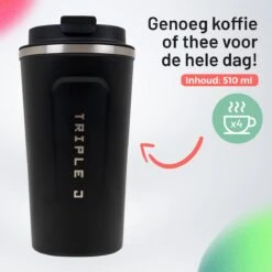 Triple J® Koffiebeker To Go - Thermosbeker - BPA & Lekvrij - 510ml - Zwart -Kookgerei Koning Verkoop 1200x1200 129