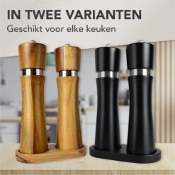 Nimma® Peper En Zoutmolen Set - Incl Navul Lepel - Verstelbare Maalgraad - Acacia Hout -Kookgerei Koning Verkoop 1200x1200 1309