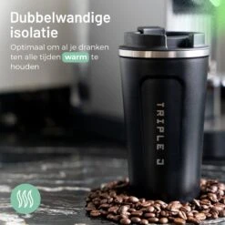 Triple J® Koffiebeker To Go - Thermosbeker - BPA & Lekvrij - 510ml - Zwart -Kookgerei Koning Verkoop 1200x1200 131