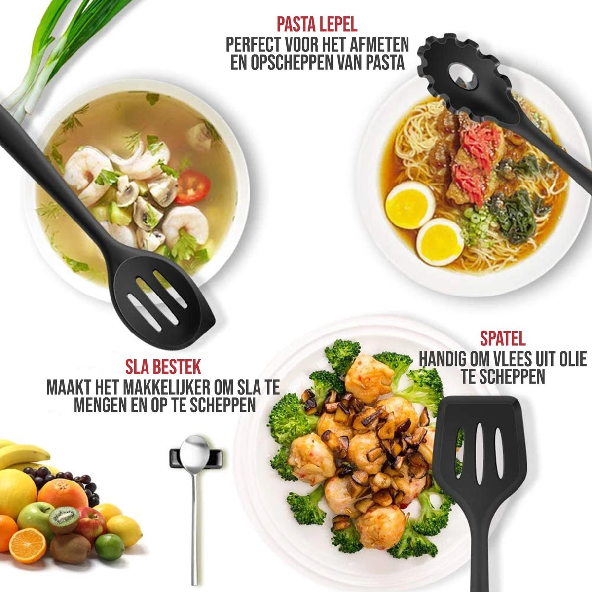 Strex Keukengerei Set Met Houder 15 Delig - Hittebestendig / BPA Vrij / Siliconen - Keuken Gerei 6 Strex Keukengerei Set Met Houder 15 Delig - Hittebestendig / BPA Vrij / Siliconen - Keuken Gerei - Afbeelding 6