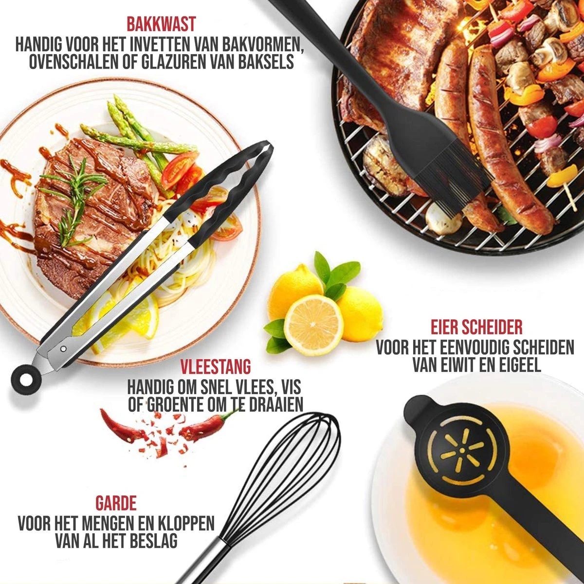 Strex Keukengerei Set Met Houder 15 Delig - Hittebestendig / BPA Vrij / Siliconen - Keuken Gerei 7 Strex Keukengerei Set Met Houder 15 Delig - Hittebestendig / BPA Vrij / Siliconen - Keuken Gerei - Afbeelding 7