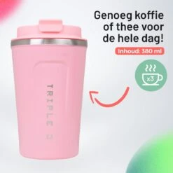 Triple J® Koffiebeker To Go - Thermosbeker - BPA & Lekvrij - 380ml - Roze -Kookgerei Koning Verkoop 1200x1200 137