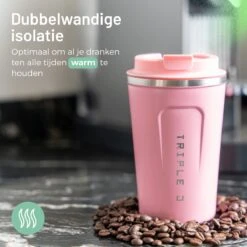 Triple J® Koffiebeker To Go - Thermosbeker - BPA & Lekvrij - 380ml - Roze -Kookgerei Koning Verkoop 1200x1200 139