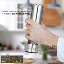 Toivo Kitchen Elektrische Zout En Pepermolen 2 Stuks - Incl. 8 AA Batterijen - Zilver - Verstelbare Maalgraad - Keukengerei - Kruidenmolen - Peper- En Zoutstel -Kookgerei Koning Verkoop 1200x1200 1398