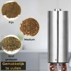 Toivo Kitchen Elektrische Zout En Pepermolen 2 Stuks - Incl. 8 AA Batterijen - Zilver - Verstelbare Maalgraad - Keukengerei - Kruidenmolen - Peper- En Zoutstel -Kookgerei Koning Verkoop 1200x1200 1400