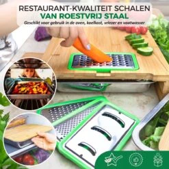 Ecowize 3-in-1 Bamboe Snijplank Met Opvangbak - Snijplank Hout Incl. 3 Roestvrijstalen Opvangbakjes Met Bamboe Deksel, 4 Inzetbare Raspen - Groentesnijder, Hakblok, Borrelplank, Tapasplank, Broodplank - 40x30cm - Duurzaam Cadeau -Kookgerei Koning Verkoop 1200x1200 1484