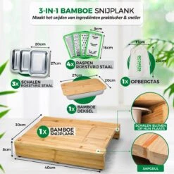 Ecowize 3-in-1 Bamboe Snijplank Met Opvangbak - Snijplank Hout Incl. 3 Roestvrijstalen Opvangbakjes Met Bamboe Deksel, 4 Inzetbare Raspen - Groentesnijder, Hakblok, Borrelplank, Tapasplank, Broodplank - 40x30cm - Duurzaam Cadeau -Kookgerei Koning Verkoop 1200x1200 1487