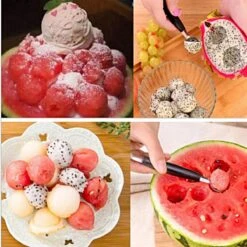 Merkloos Meloenbolletjeslepel - Meloenschep Met 2 Verschillende Schepjes - Meloensnijder - Fruit Schep - Zwart -Kookgerei Koning Verkoop 1200x1200 1490