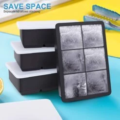 Buxibo - Luxe IJsblokvormen - Set Van 4 - Ice Cube Tray - 6 IJsblokken – IJsblokjes Vorm Met Deksel - Siliconen - Zwart -Kookgerei Koning Verkoop 1200x1200 1501
