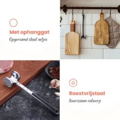 BooGoo® - Professionele Vleeshamer Inclusief Kruidenschaar - RVS - Vleesvermalser - Vleesklopper - Vleespletter - Giftbox 12 BooGoo® - Professionele Vleeshamer Inclusief Kruidenschaar - RVS - Vleesvermalser - Vleesklopper - Vleespletter - Giftbox -Kookgerei Koning Verkoop 1200x1200 1518