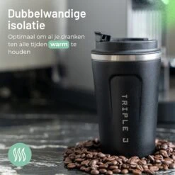 Triple J® Koffiebeker To Go - Thermosbeker - BPA & Lekvrij - 380ml - Zwart -Kookgerei Koning Verkoop 1200x1200 155