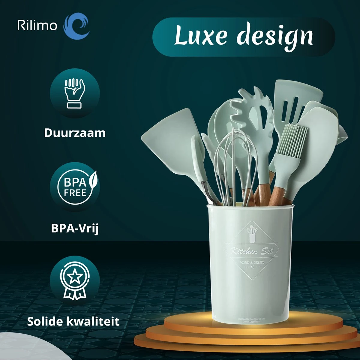 Keukengerei Set Met Houder - Kookgerei Set Spatel Pot - Keukengerei Keukenset - 12 Delig Mint Groen 6 Keukengerei Set Met Houder - Kookgerei Set Spatel Pot - Keukengerei Keukenset - 12 Delig Mint Groen - Afbeelding 6