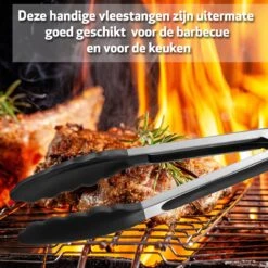 Merkloos Vleestangen 2 Stuk Swissl - Salade Tang – Bbq Tang – 2 Siliconen Tangen - 26cm En 36cm – Serveertang - Keukentang - Barbecue Tang - Zwart -Kookgerei Koning Verkoop 1200x1200 1600