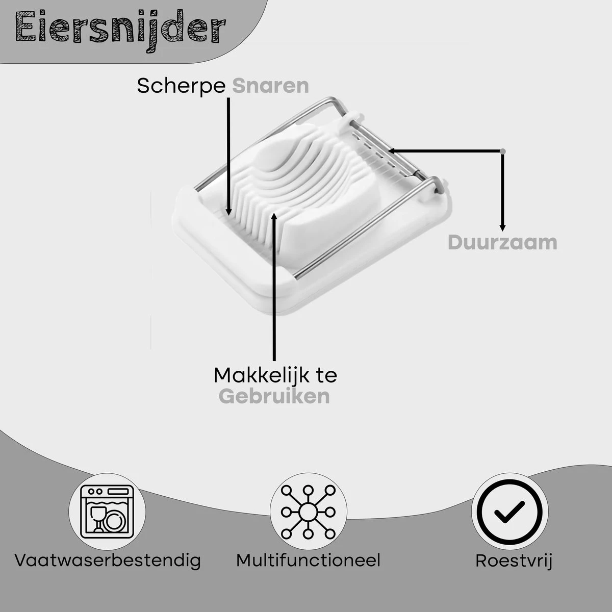 ProudProducts Eiersnijder – Eisnijder - Keukengerei – Vaatwasserbestendig – Kunststof - Wit 2 ProudProducts Eiersnijder – Eisnijder - Keukengerei – Vaatwasserbestendig – Kunststof - Wit - Afbeelding 2